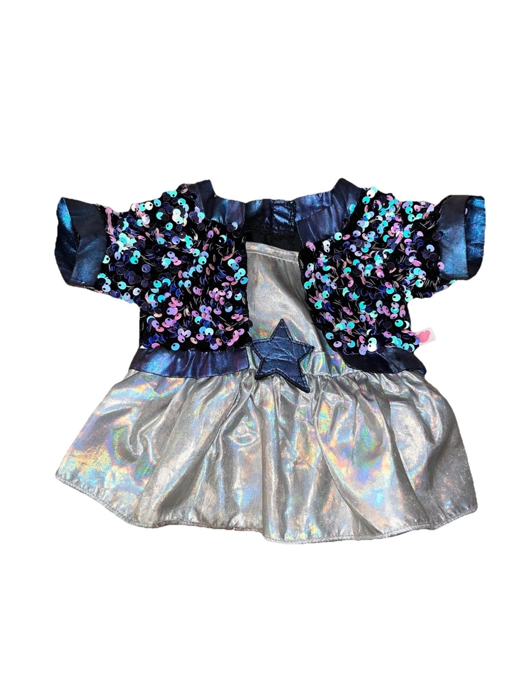 Build A Bear Honey Girls Purple Sequin Star Dress Silver Clothes Outfit RARE HTF